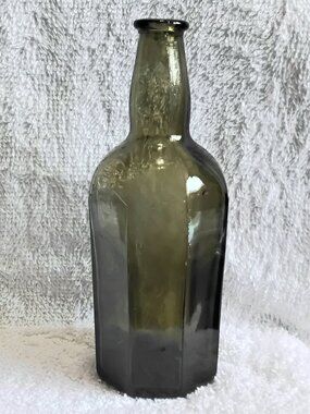 Vintage 6" Japanese Greenish Tint Glass Bottle & MM's in As Seen Condition!!